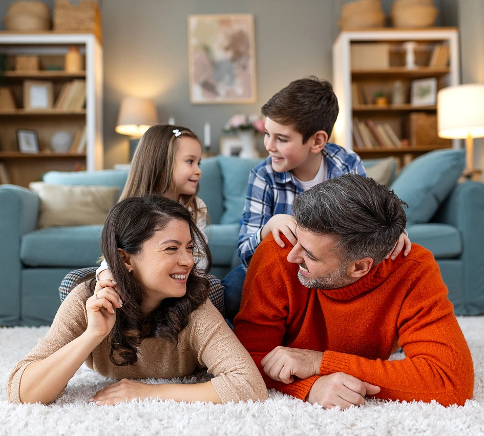 Family enjoying insurance benefits